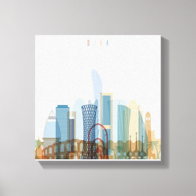 Toile Doha, Qatar | Ville Skyline (Recto)
