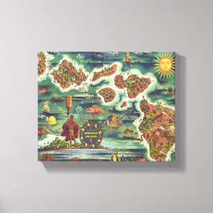 Toile Dole Map of Hawaii 1950 ・ Joseph Feher Oil Paint