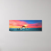 Dolphin Natation California Beach Sunset Art