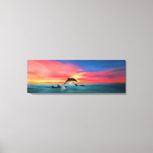 Toile Dolphin Natation California Beach Sunset Art