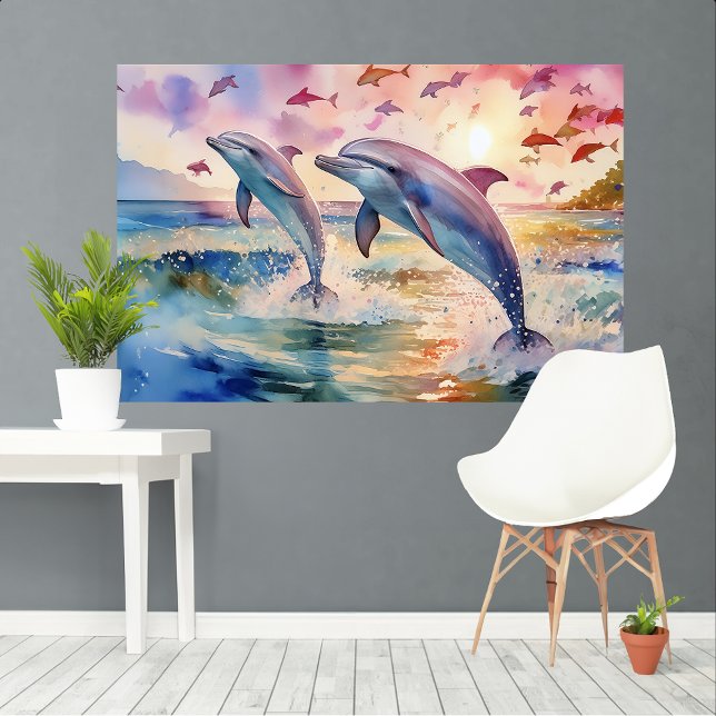 Toile Dolphin rêve aquarelle XL art (Créateur téléchargé)