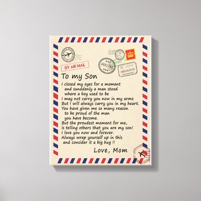 Toile Don Son | Lettre À Mon Fils Amour De Maman (Recto)