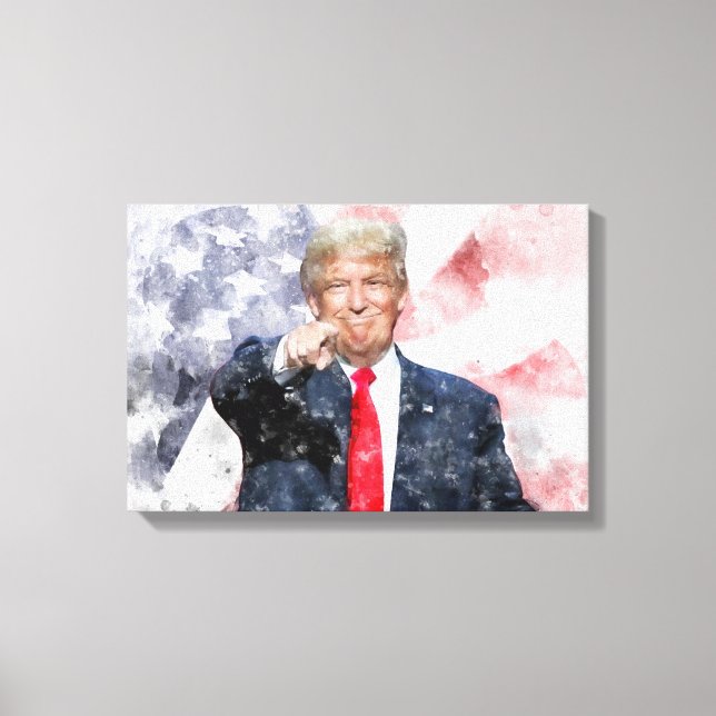 Toile Donald Trump pointant avec le drapeau américain (Recto)