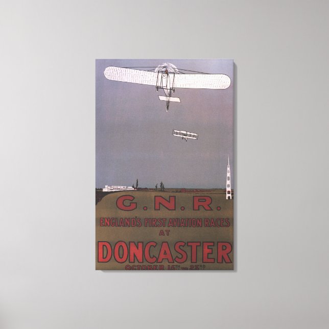 Toile Doncaster, Angleterre - Premières courses aérienne (Recto)