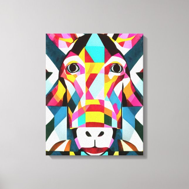 Toile Donkey Colorful Fun Géométrique Art Abstrait (Recto)