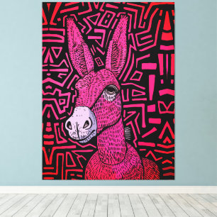 Toile Donkey Tribal Neon - Gras et Psychédélique Art Mur