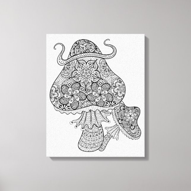 Toile Doodle de champignons magiques tiré à la main 6 (Recto)