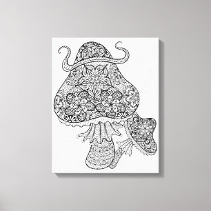Toile Doodle de champignons magiques tiré à la main 6