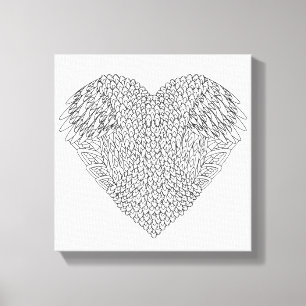 Toile Doodle de coeur ailé 6