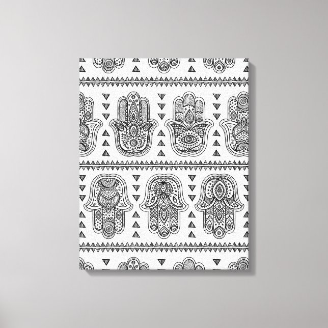 Toile Doodle de Hamsa tiré par la main indienne 6 (Recto)