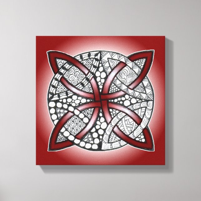 Toile Doodle de noeud celtique Maroon rouge (Recto)