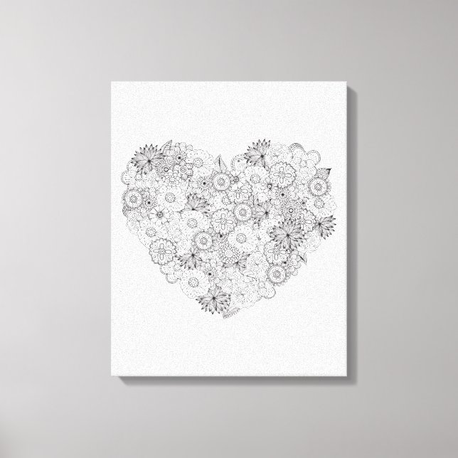 Toile Doodle du coeur floral 6 (Recto)