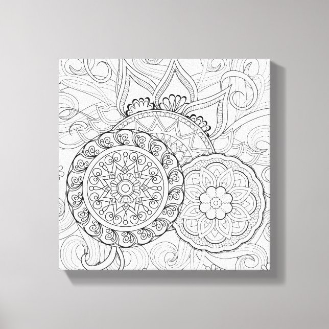 Toile Doodle Flowers Et Mandalas 6 (Recto)