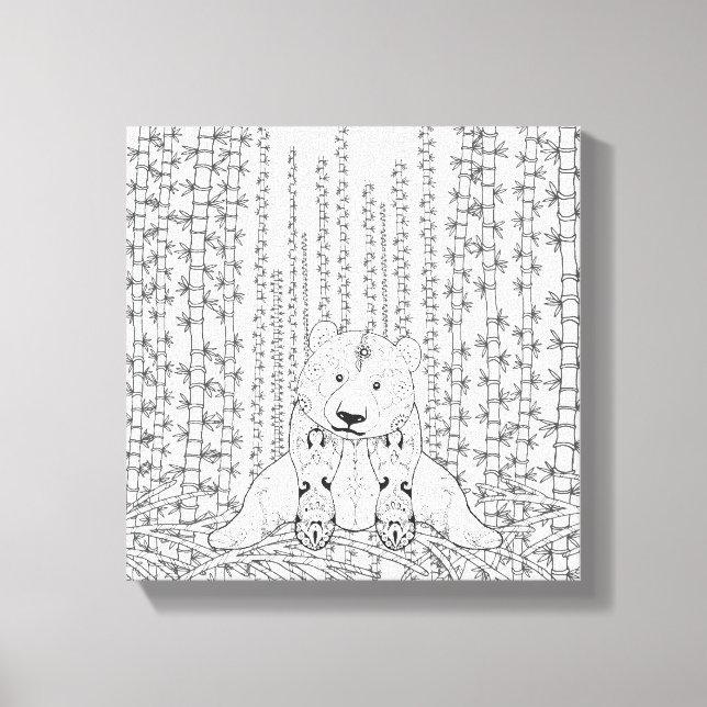 Toile Doodle Panda Bambou 6 (Recto)