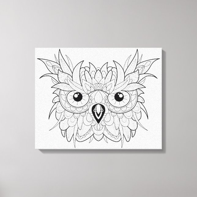 Toile Doodle Portrait de Chouette 6 (Recto)