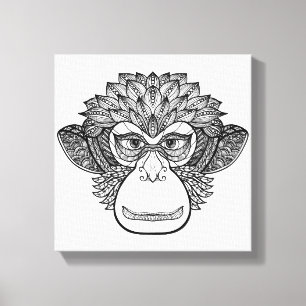 Toile Doodle singe face 6