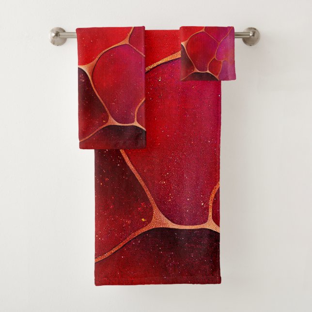 Toile d'or Abstraite sur Violet, Violet et Magenta (En situation)