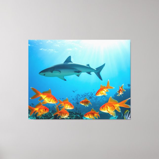 Toile Doré parmi les requins (Recto)