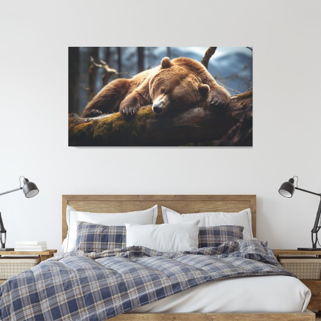 TOILE DORMIR GRIZZLY BEAR STRETCHED CANVAS IMPRIMER (Insitu(Chambre))