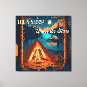Toile Dormons sous les étoiles   Art à thème de camping