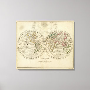 Toile Double carte d'hémisphère