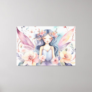 Toile Douce et Fantaisiste Art AI Aquarelle Florale de F