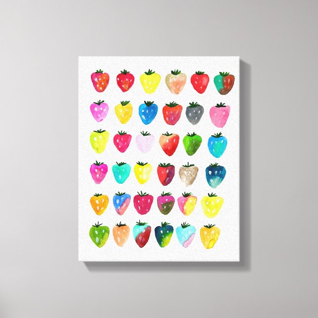 Toile Douceur fraise mignonne aquarelle de fruit mignon (Recto)