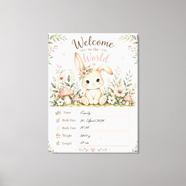 Toile Doux design de bébé lièvre avec champs de données  (Recto)