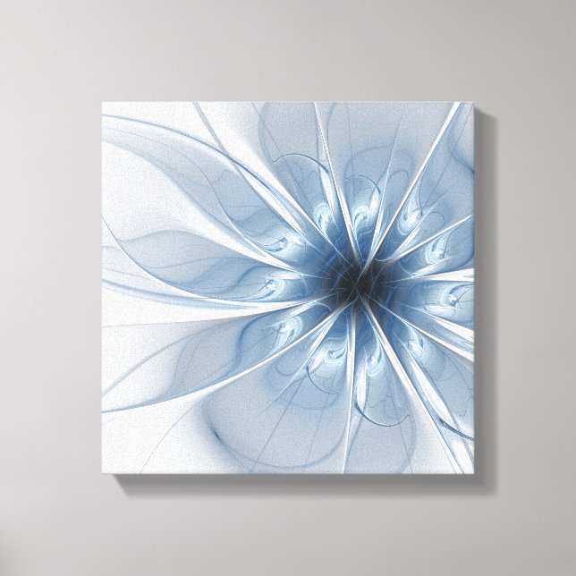 Toile Doux et tendreté bleu fleur imaginaire fractal cu (Recto)