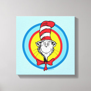 Toile Dr. Seuss Graphisme de tête de Chat dans le Chap