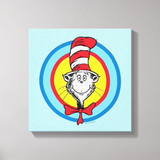 Toile Dr. Seuss | Graphisme de tête de Chat dans le Chap (Recto)