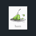Toile Dr. Seuss | Les Œufs verts au jambon<br><div class="desc">Ce design sous licence officielle de Dr. Seuss présente une illustration amusante et classique des œufs et du jambon verts emblématiques sur un plat. L'œuvre d'art met en valeur le célèbre jambon vert avec une fourchette posée à l'intérieur, aux côtés des œufs verts rebondissants, et est complétée par le simple...</div>