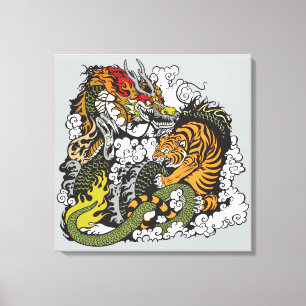 Toile dragon and tiger figfigting