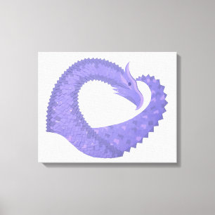 Toile dragon au coeur de pervenche sur fond blanc