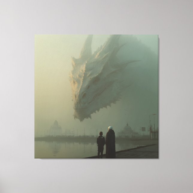 Toile Dragon Blanc Géant au-dessus de la Jetée de la Vil (Recto)