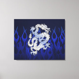 Toile Dragon bleu dans des styles de fibre de carbone de