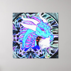 Toile Dragon Bleu Mystique avec Cornes