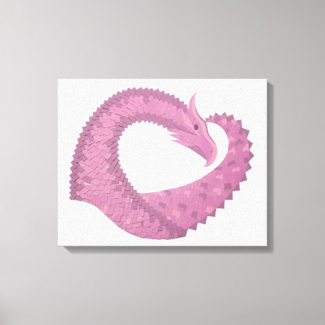 Toile Dragon cardiaque mauve sur blanc (Recto)