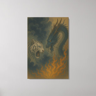 Toile Dragon contre le Tigre Blanc – Mystique Fantastiqu