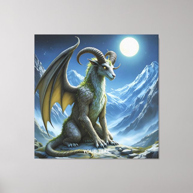 Toile Dragon de Bélier Mythique Mignon Fantastique (Recto)