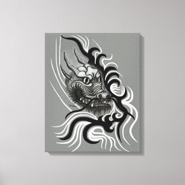 Toile Dragon de Chine en style de tatouage (Recto)