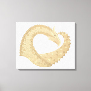 Toile Dragon de coeur de grès sur blanc