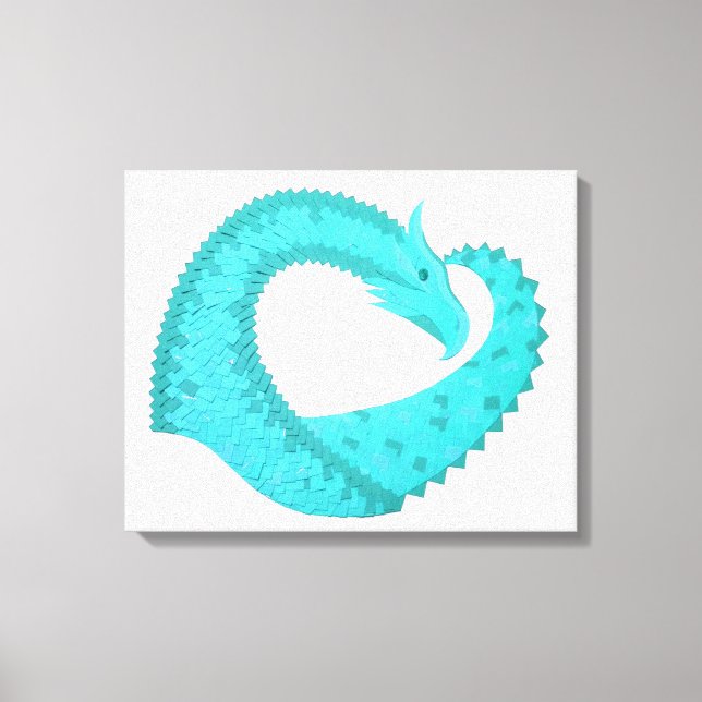 Toile Dragon de coeur du Verdigris en blanc (Recto)