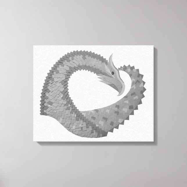 Toile Dragon de coeur gris sur blanc (Recto)