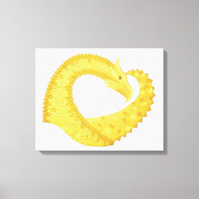 Toile Dragon de coeur jaune sur blanc (Recto)