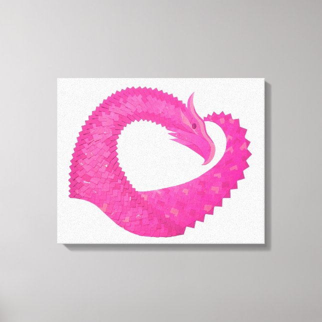 Toile Dragon de coeur rose chaud sur blanc (Recto)