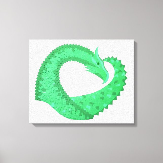 Toile Dragon de coeur vert sur blanc (Recto)