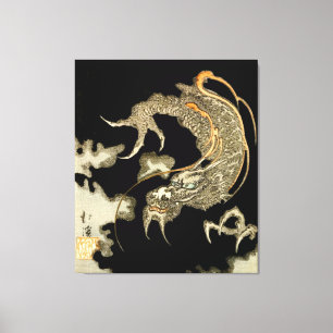 Toile Dragon émergeant de nuages sombres Totoya Hokkei 