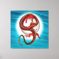 Dragon Lune Rouge Fantastique Artistique