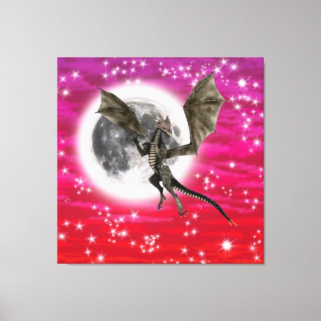 Toile Dragon Noir - Créature Fantastique Mythique Ciel R (Recto)